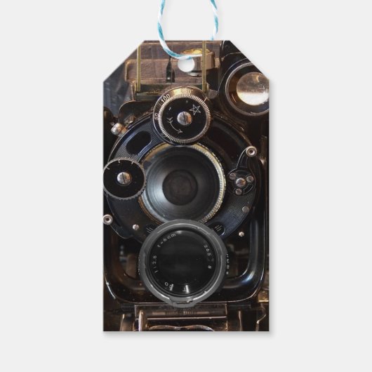 Antiek camerafotografie  lensfilm cadeaulabel (Voorkant)