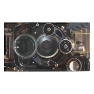 Antiek camerafotografie  lensfilm naambadge