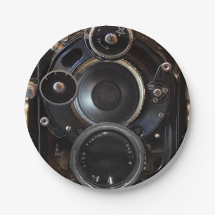 Antiek camerafotografie  lensfilm papieren bordje