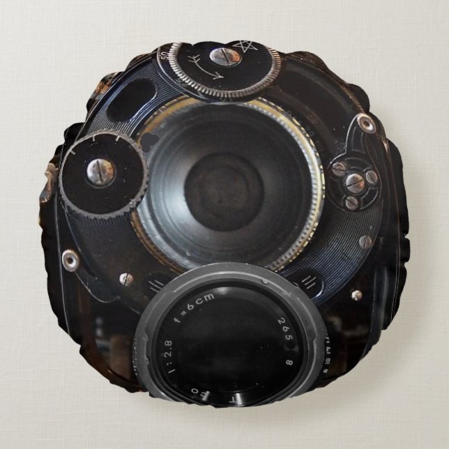 Antiek camerafotografie  lensfilm rond kussen (Voorkant)