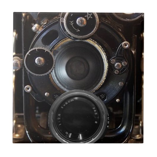 Antiek camerafotografie  lensfilm tegeltje (Voorkant)