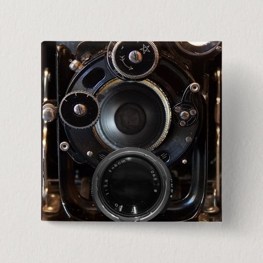 Antiek camerafotografie  lensfilm vierkante button 5,1 cm (Voorkant)