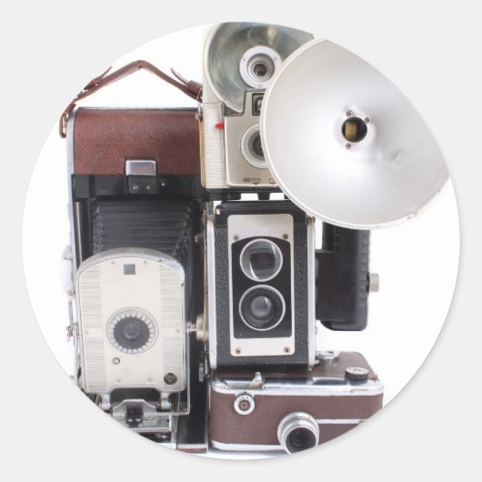 Antiek camera's ronde sticker (Voorkant)