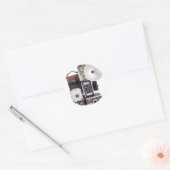 Antiek camera's ronde sticker (Envelop)