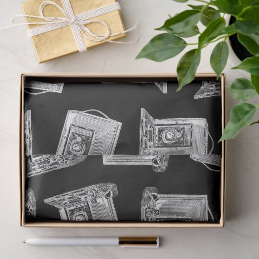 Antiek cameratroon geïllustreerd  camera's tissuepapier (Geschenk)