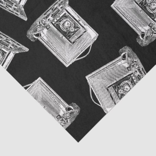 Antiek cameratroon geïllustreerd camera's tissuepapier (Detail)