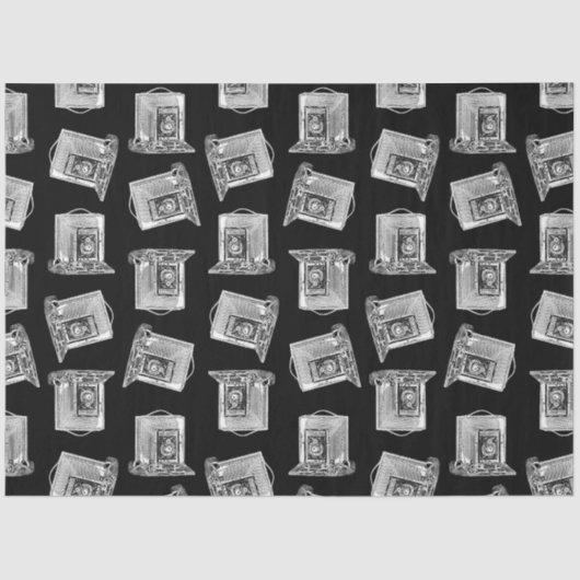 Antiek cameratroon geïllustreerd camera's tissuepapier (Voorkant)