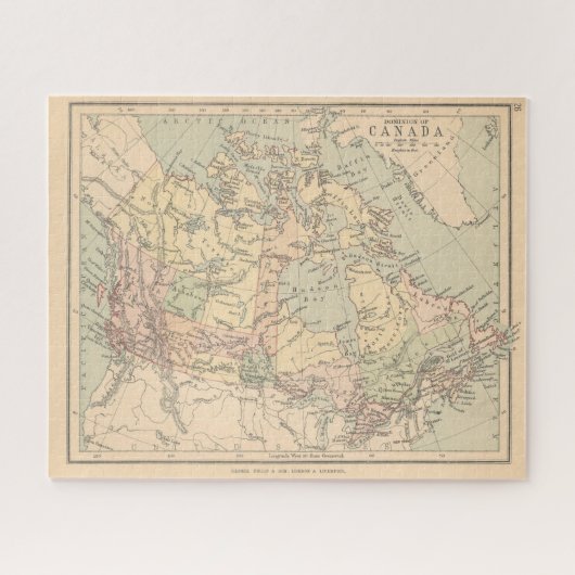 Antiek Canada Map Jigzaag Puzzle Legpuzzel (Horizontaal)