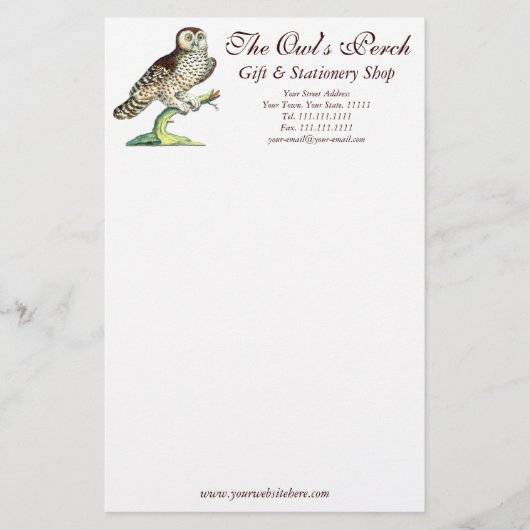 Antiek Canadees Owl Print  Stationery Briefpapier (Voorkant)