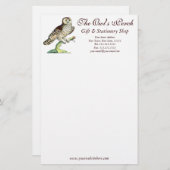 Antiek Canadees Owl Print  Stationery Briefpapier (Voorkant / Achterkant)