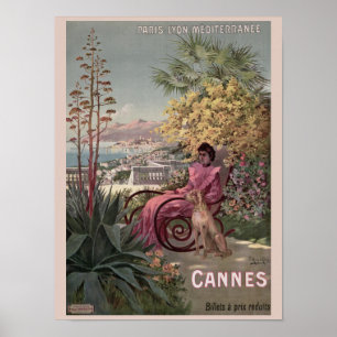  antiek Cannes Frans reisblad Poster