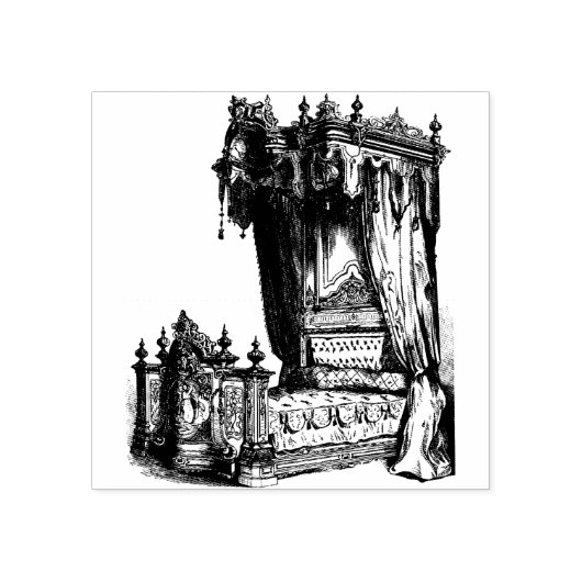 Antiek Canopy Bed franse meubelen  kunst Rubberstempel (Afrduk)