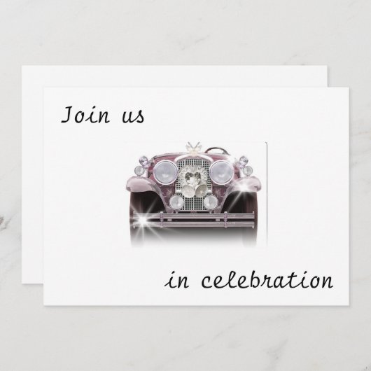 ANTIEK CAR-WEDINGINVITATIES KAART (Voorkant / Achterkant)