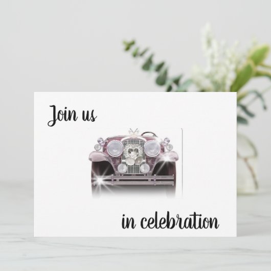 ANTIEK CAR-WEDINGINVITATIES KAART (Staand voorkant)