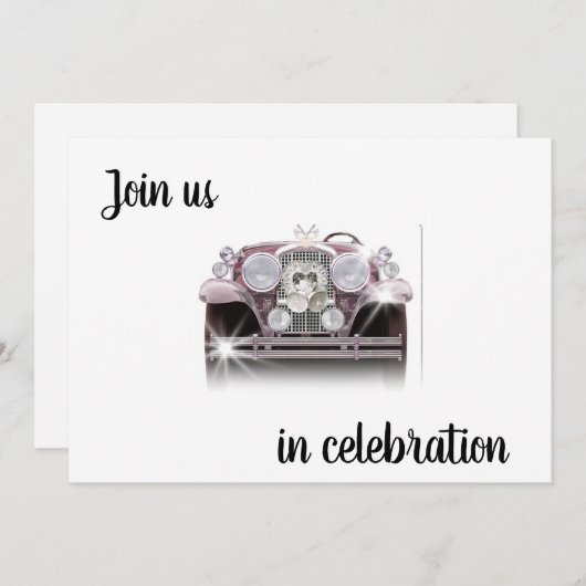 ANTIEK CAR-WEDINGINVITATIES KAART (Voorkant / Achterkant)