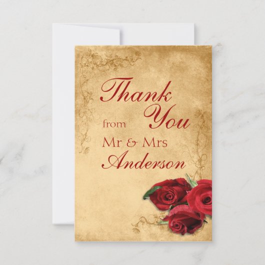  Antiek Caramel bruiloft bedankkaart (Voorkant)