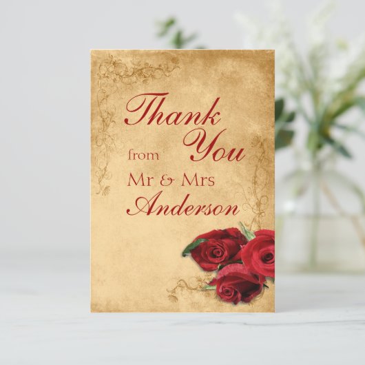  Antiek Caramel bruiloft bedankkaart (Staand voorkant)
