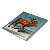 antiek caribou-druk tegeltje (Zijkant)