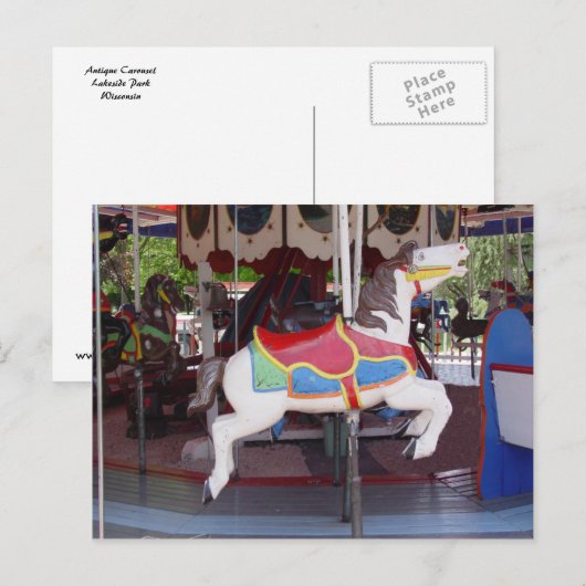 Antiek Carousel Horse Briefkaart (Voorkant / Achterkant)