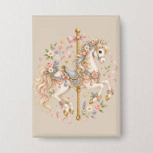 Antiek Carrousel Paard Cottagecore Cadeau Button