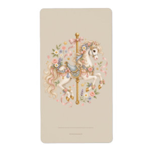 Antiek Carrousel Paard Cottagecore Cadeau Etiket