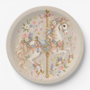 Antiek Carrousel Paard Cottagecore Cadeau Papieren Bordje