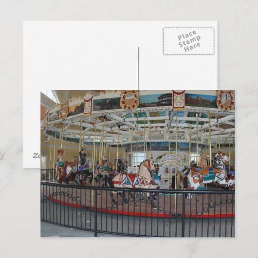 Antiek carrouselkaart briefkaart (Voorkant / Achterkant)