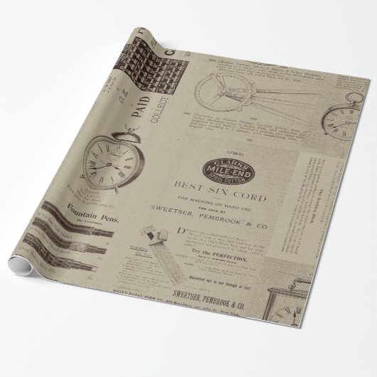 Antiek cataloguspagina's cadeaupapier (Uitgerold)