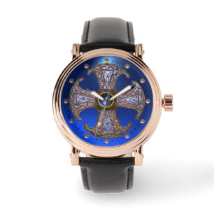 ANTIEK CELTISCHE CONSECRATIE KROSS Blauwe stenen Horloge