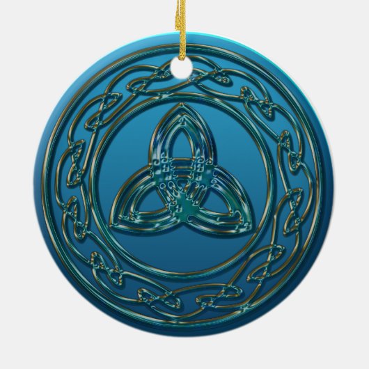 Antiek celtische trottoir niet in blauw groen keramisch ornament (Achterkant)