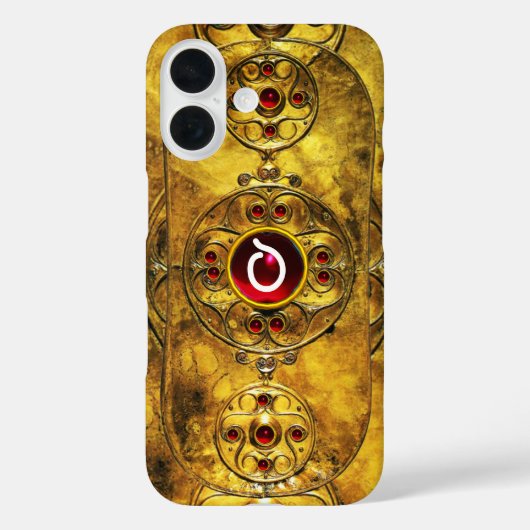 ANTIEK CELTISCHE WARRIOR SHIELD RUBY GEM MONOGRAM Case-Mate iPhone CASE (Achterkant)