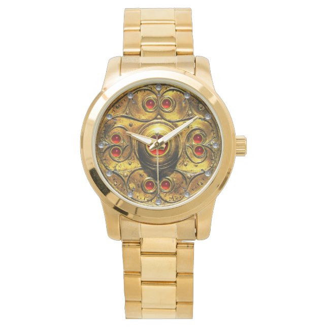ANTIEK CELTISCHE WARRIUMSCHIELD MET RUBY GEMSTONES HORLOGE (Voorkant)