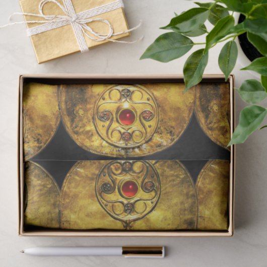 ANTIEK CELTISCHE WARRIUMSCHIELD MET RUBY GEMSTONES TISSUEPAPIER (Geschenk)