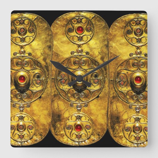 ANTIEK CELTISCHE WARRIUMSCHIELD MET RUBY GEMSTONES VIERKANTE KLOK (Voorkant)