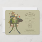 Antiek Charm Parrot 'Save the Date' Uitnodiging (Voorkant)
