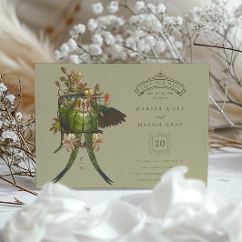 Antiek Charm Parrot 'Save the Date' Uitnodiging