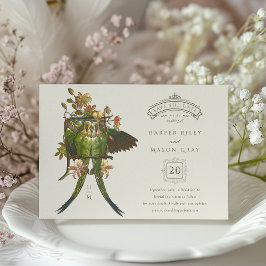 Antiek Charm Parrot 'Save the Date' Uitnodiging