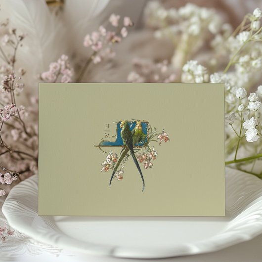 Antiek Charm Parrot 'Save the Date' Uitnodiging