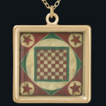 Antiek checkboard van Ethan Harper Goud Vergulden Ketting<br><div class="desc">Een dambord dat ook als kunst dient? Verdubbel het genoegen! Dit antiek bord werd gemaakt door Ethan Harper. Hang hem op je muur of bel een vriend en begin een spelletje met de controleurs!</div>