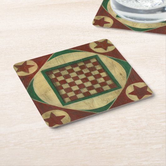 Antiek checkboard van Ethan Harper Kartonnen Onderzetters (Schuin)