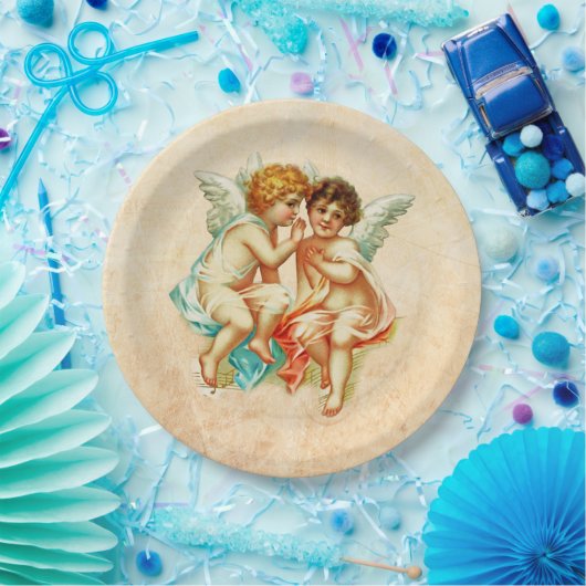  Antiek Cherub Angels Illustratie Papieren Bordje (Feest)