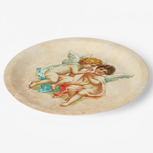  Antiek Cherub Angels Illustratie Papieren Bordje (Gekanteld)