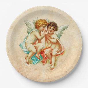 Antiek Cherub Angels Illustratie Papieren Bordje