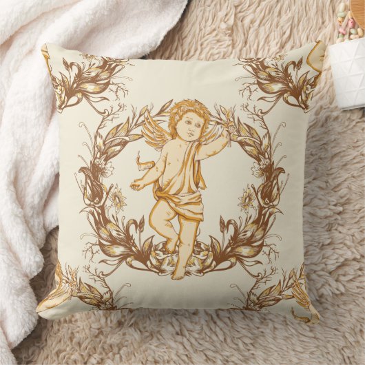 Antiek Cherub Kranspatroon Sierkussen (Deken)