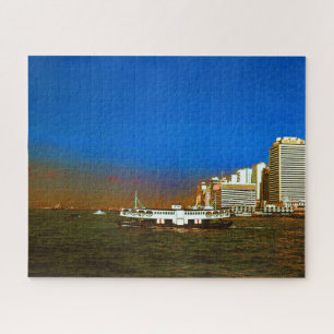 Antiek China Hong Kong boot wolkenkrabber zee Legpuzzel