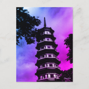 Antiek China Kanton de bloemrijke pagode Briefkaart