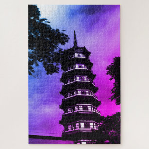Antiek China Kanton de bloemrijke pagode Legpuzzel