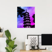 Antiek China Kanton de bloemrijke pagode Poster (Thuiskantoor)