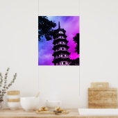 Antiek China Kanton de bloemrijke pagode Poster (Keuken)