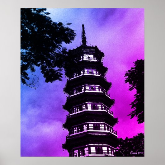 Antiek China Kanton de bloemrijke pagode Poster (Voorkant)